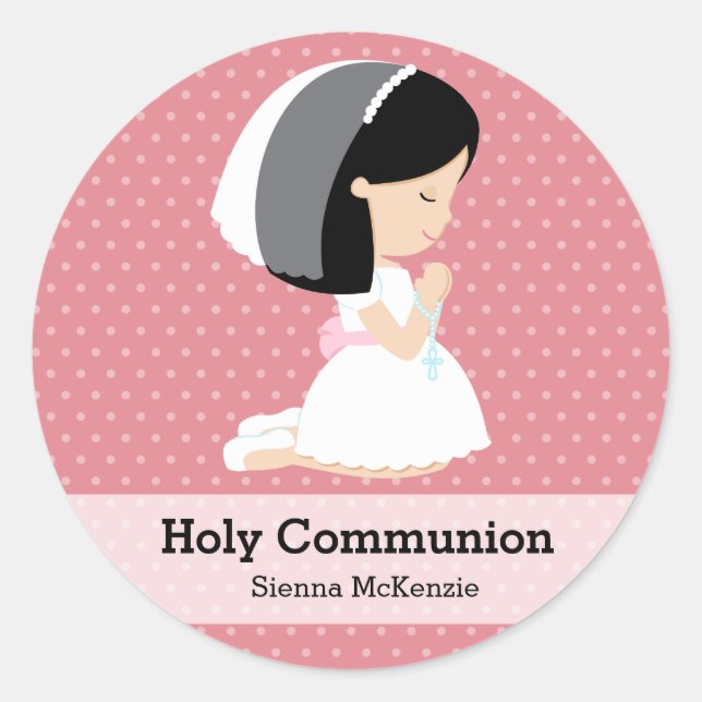 Sticker Rond Fille de la Sainte Communion * Choisissez votre co (Devant)