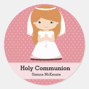 Sticker Rond Fille de la Sainte Communion * Choisissez votre co