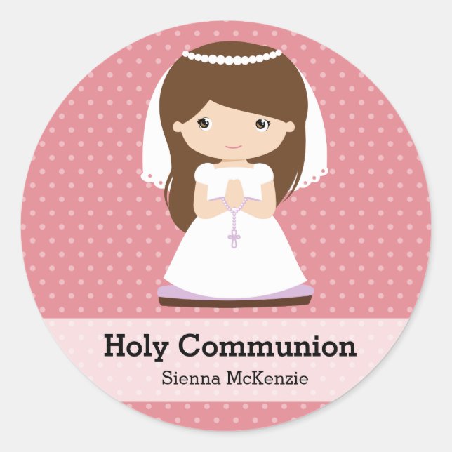 Sticker Rond Fille de la Sainte Communion * Choisissez votre co (Devant)