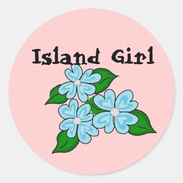 Sticker Rond Fille de l'île Fleurs tropicales (Devant)
