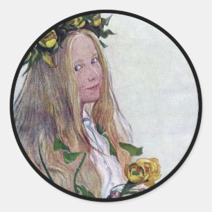 Sticker Rond Fille de Lucia de Suédois avec la fleur