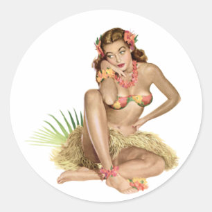 Sticker Rond Fille de Paradise Island