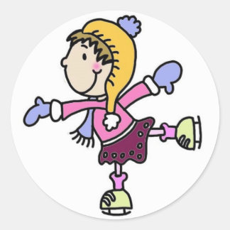 Sticker Rond Fille de patinage sur glace