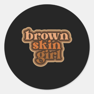 Sticker Rond Fille de peau Brown Femme noire Melanin Gir de pea