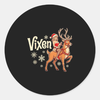 Sticker Rond Fille de pin up renne de Noël Vixen vintage Père N
