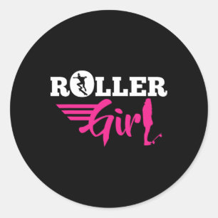 Sticker Rond Fille de roller Fille de skateboard Skateuse Skate