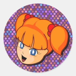 Sticker Rond Fille de rouge de Manga