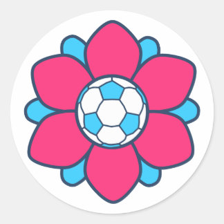 Sticker Rond Fille de soccer rose chaud