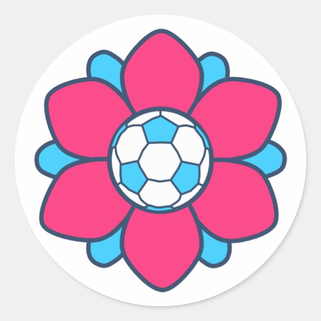 Sticker Rond Fille de soccer rose chaud (Devant)