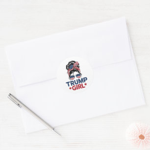 Sticker Rond Fille de Trump Chignon Décoiffé Trump Élection Amé