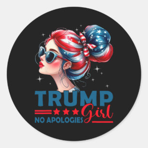 Sticker Rond Fille de Trump Sans Excuses Bun Décoiffé Lunettes