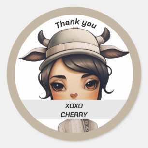 Sticker Rond Fille de vache