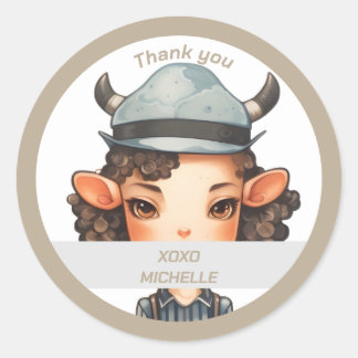 Sticker Rond Fille de vache