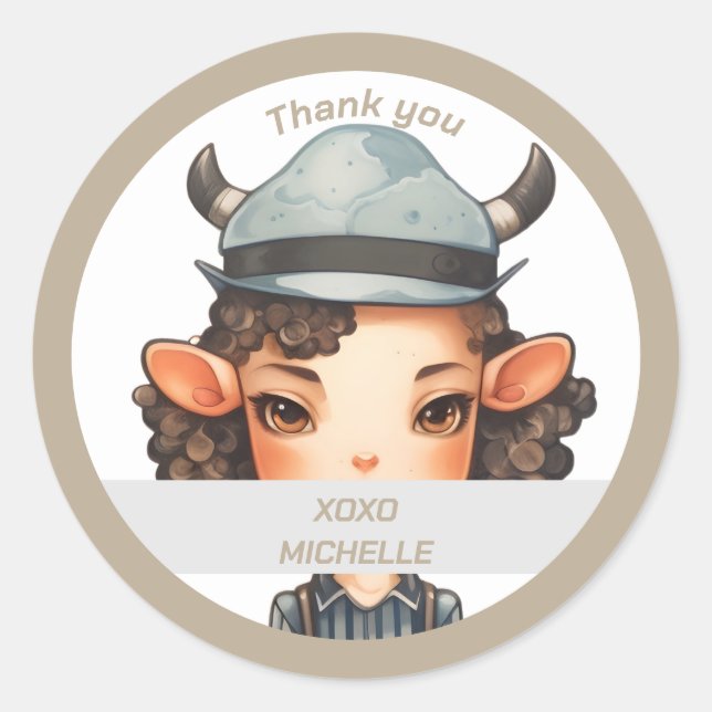 Sticker Rond Fille de vache (Devant)