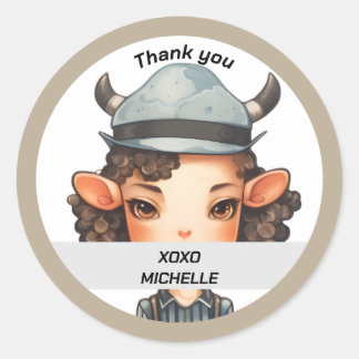 Sticker Rond Fille de vache