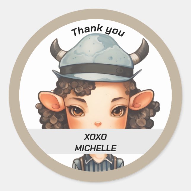 Sticker Rond Fille de vache (Devant)