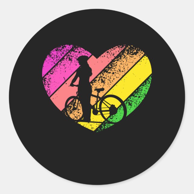 Sticker Rond Fille de vélo coeur (Devant)