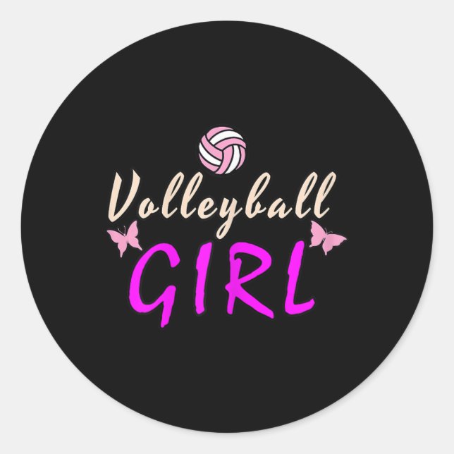 Sticker Rond Fille de volley-ball (Devant)