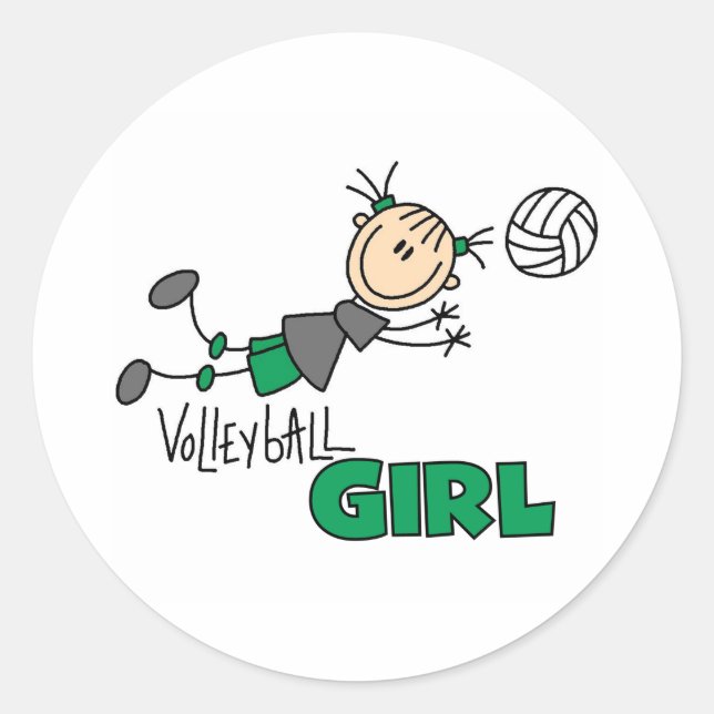 Sticker Rond Fille de volley-ball (Devant)