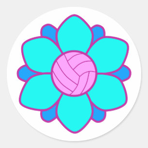 Sticker Rond Fille de volley-ball bleu