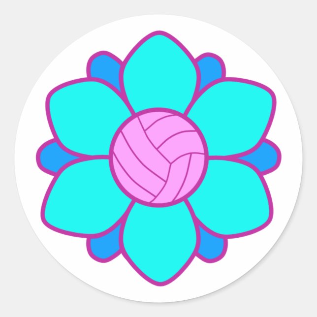 Sticker Rond Fille de volley-ball bleu (Devant)