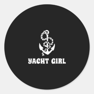 Sticker Rond Fille de yacht Fête de yacht Capitaine de bateau d