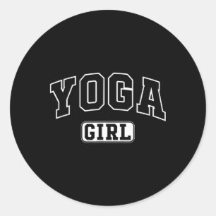 Sticker Rond Fille de yoga drôle lettrage athlétique fille jeun