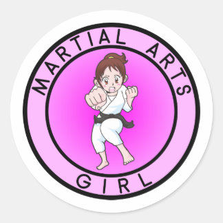 Sticker Rond Fille des arts martiaux