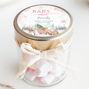 Sticker Rond Fille d'hiver Bébé Il fait froid dehors douche Fav