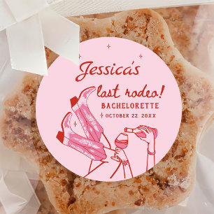 Sticker Rond Fille d'honneur de la Cowgirl Disco Rose