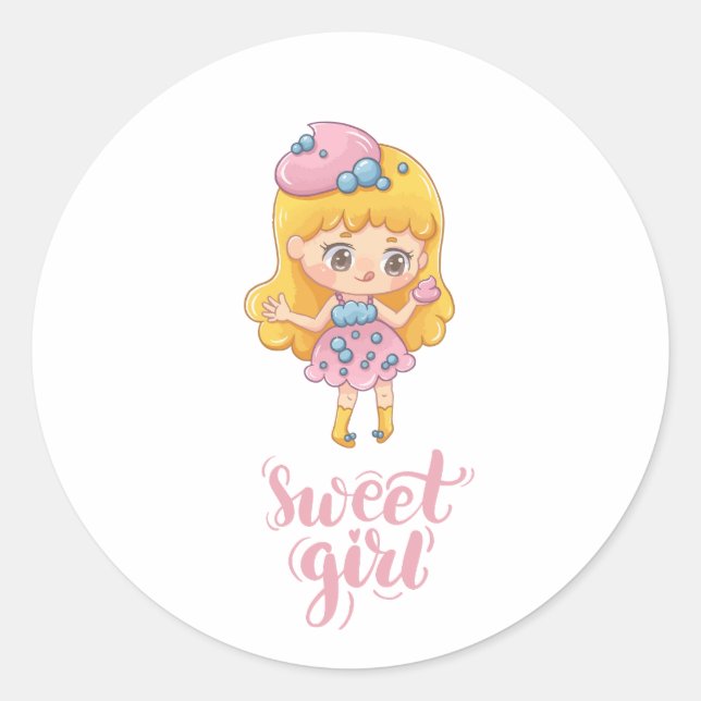 Sticker Rond fille douce (Devant)