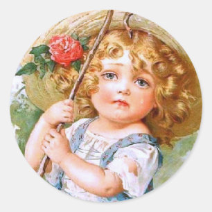 Sticker Rond Fille douce d'été de Maud Humphrey petite