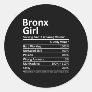 Sticker Rond Fille du Bronx Ny New York Ville Drôle Maison Raci