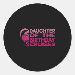 Sticker Rond Fille du croiseur d'anniversaire drôle de vacances
