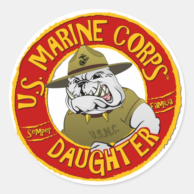 Sticker Rond Fille du Marine Corps américain (Devant)