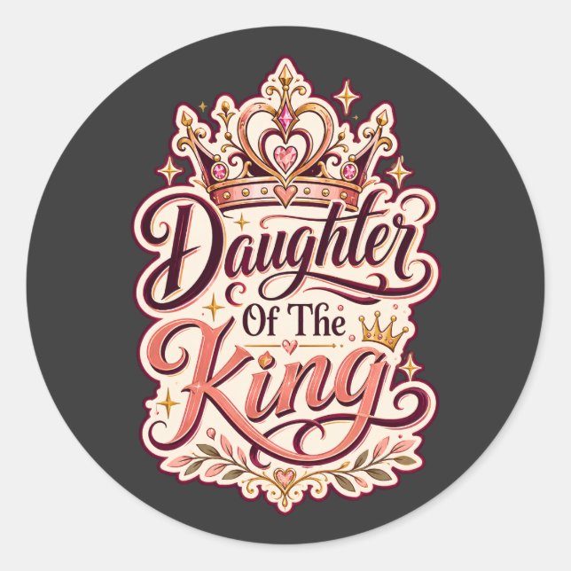 Sticker Rond Fille du Roi Conception Foi Chrétienne (Devant)