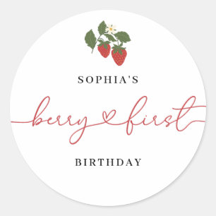 Sticker Rond Fille Élégante Rustique Premier Anniversaire aux F