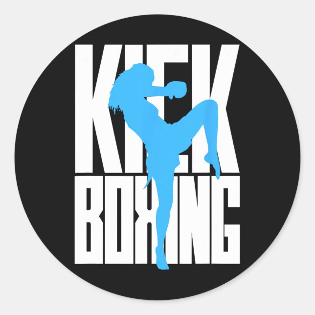 Sticker Rond Fille en entraînement de kickboxing (Devant)