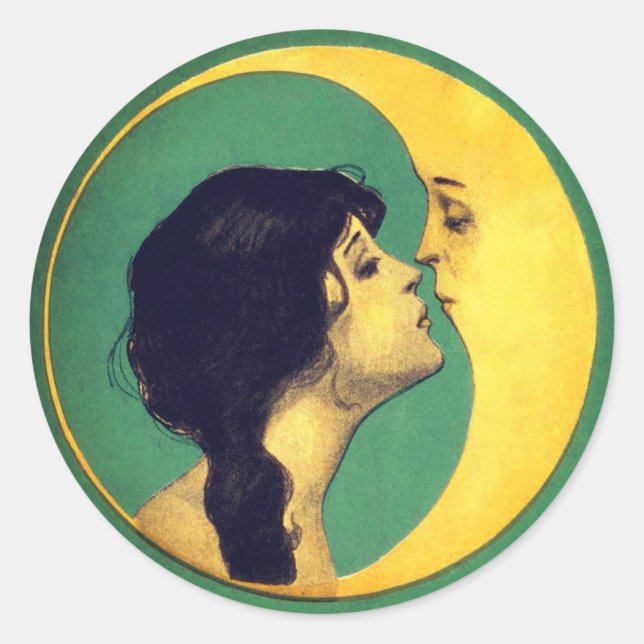 Sticker Rond Fille et lune 1920 (Devant)