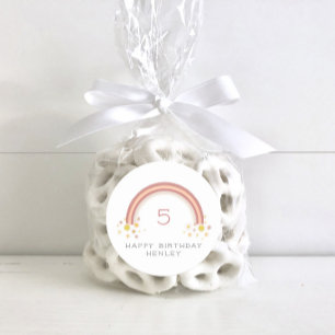 Sticker Rond Fille Fleur Arc-En-Ciel Daisy Anniversaire