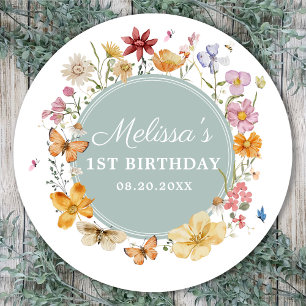 Sticker Rond Fille Fleur sauvage 1er anniversaire