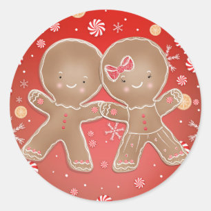 Sticker Rond Fille Garçon Pain d'épice Menthe Poivrée Fêtes Noë