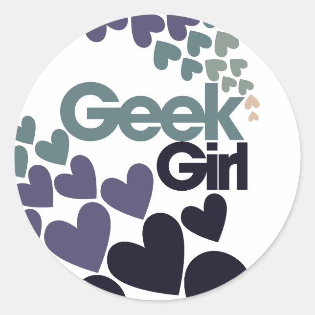 Sticker Rond Fille geek (Devant)