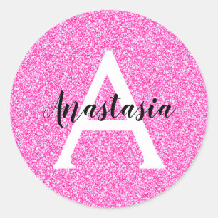 Sticker Rond Fille Glam Hot rose Parties scintillant étincelles