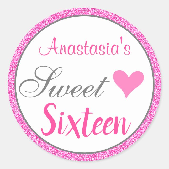 Sticker Rond Fille Glam Princess Sweet sixteen de Parties scint (Devant)
