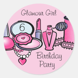 Sticker Rond Fille glamour Anniversaire