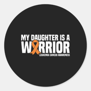 Sticker Rond Fille Guerrier Orange Ruban Leucémie Cancer Awa