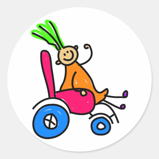 Sticker Rond Fille handicapée (Devant)