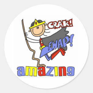 Sticker Rond Fille héroïque incroyable