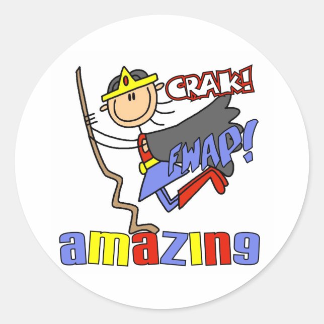 Sticker Rond Fille héroïque incroyable (Devant)